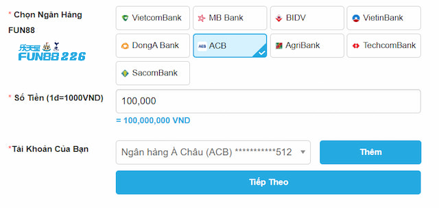 Các hình thức thanh toán Fun88 phổ biến hiện nay