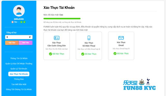 Xác minh KYC tại Fun88